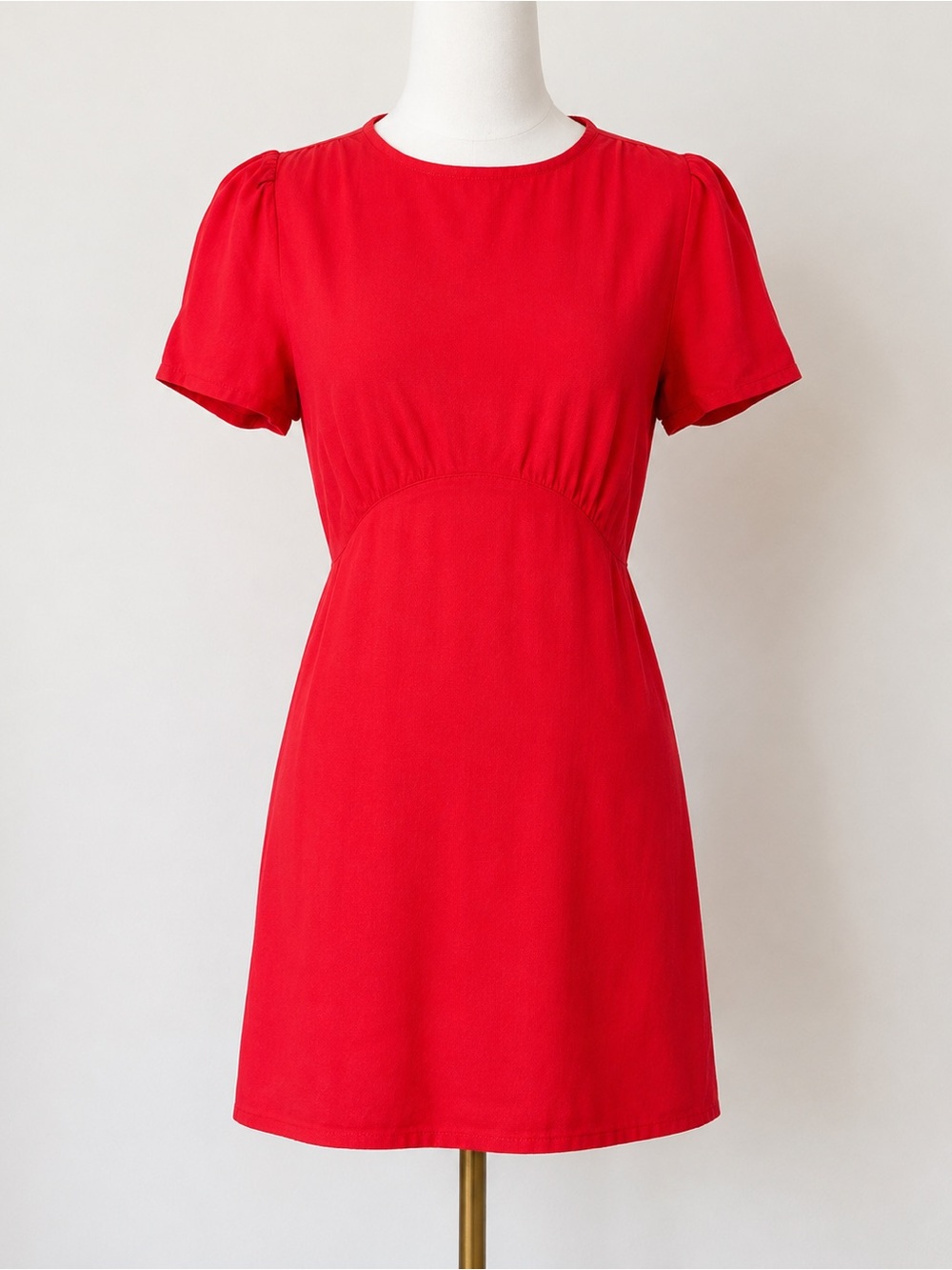 Old Navy Red Mini Dress Size S Puff Sleeve Empire Waist Keyhole Back Romantic